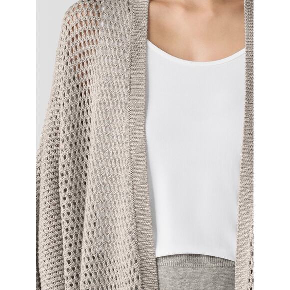 A New Day One Size OSFM Cardigan Sweater Oversized Open Knit Front Boho Beige - Picture 1 of 10